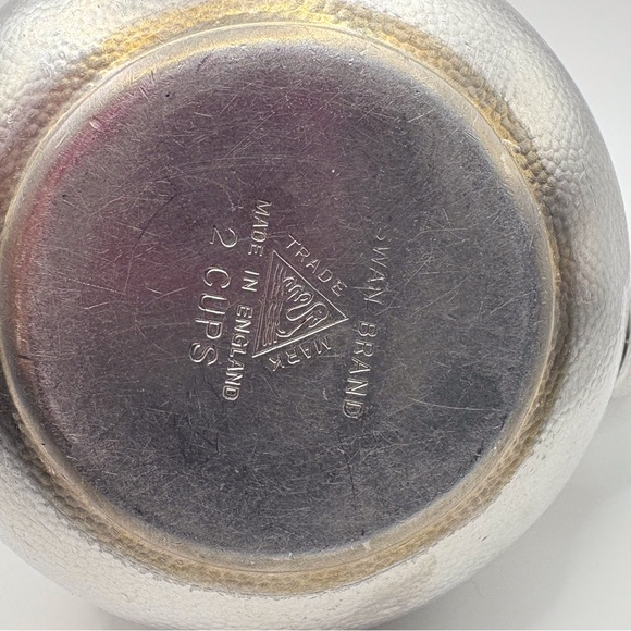 Silver Teapot with Black Handle 1951 Antique Aluminum - Picture 5 of 11